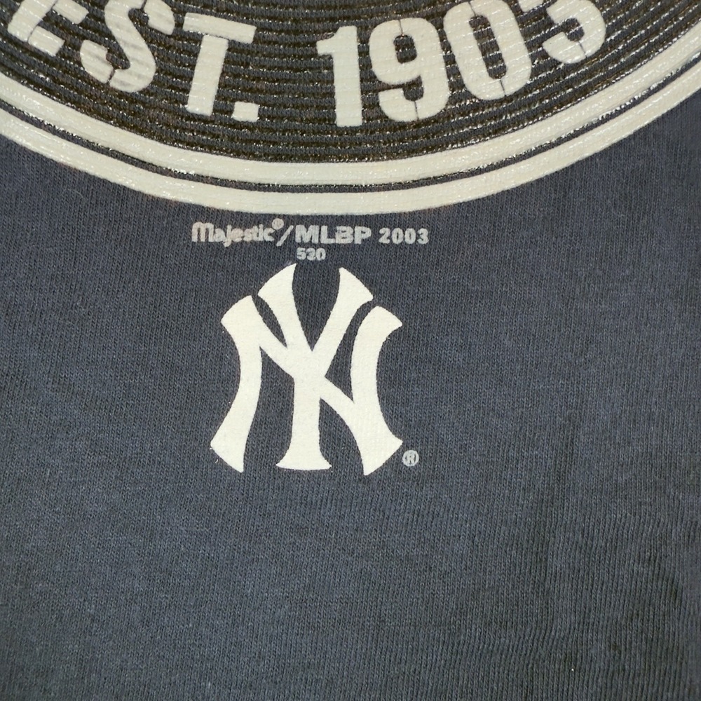Vintage New York Yankees Shirt Mens XL Blue White MLB Baseball 2003 Logo Y2K Tee - Picture 3 of 8